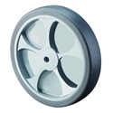Rad, Rad Ø 100mm, Thermoplastischer Gummi grau, Radb. 32mm, Nabenl. 40mm, Rollenlager, Radk. Kunststoff, Tragkr. 110kg Nr. B44.101