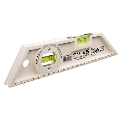 STABILA Torpedo-Wasserwaage Type 104 Allround 25cm mit drehbarer Winkel-Libelle Nr. 06901