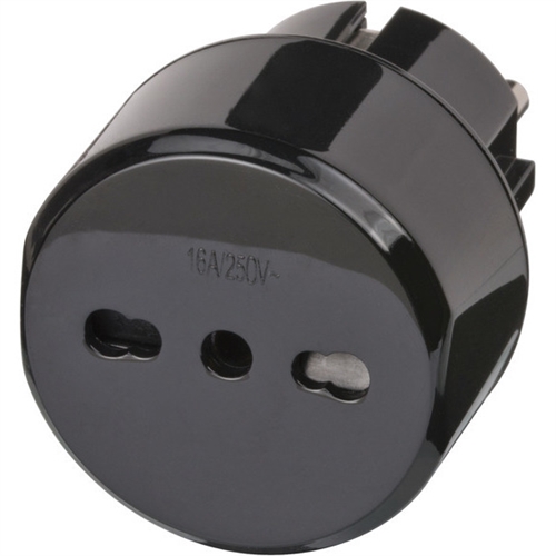 Brennenstuhl Reisestecker / Reiseadapter (Reise-Steckdosenadapter für: Euro Steckdose und Italien Stecker) schwarz Nr. 1508590