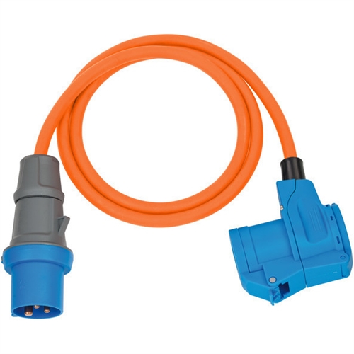 Brennenstuhl Camping CEE-Adapterleitung mit CEE-Stecker und Winkelkupplung inkl. Schutzkontakt-Kombisteckdose (1 5m Kabel in orange