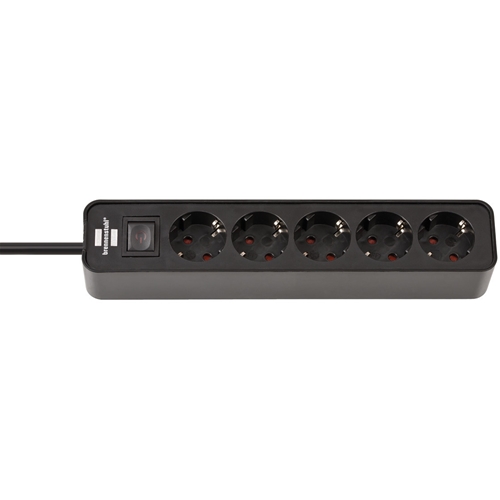 Brennenstuhl Ecolor Steckdosenleiste 5-fach (Mehrfachsteckdose mit Schalter und 1 5m Kabel) schwarz Nr. 1153250000