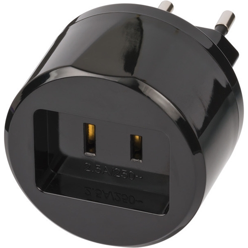 Brennenstuhl Reisestecker / Reiseadapter (Reise-Steckdosenadapter für: USA Steckdose und Euro Stecker) schwarz Nr. 1508500010