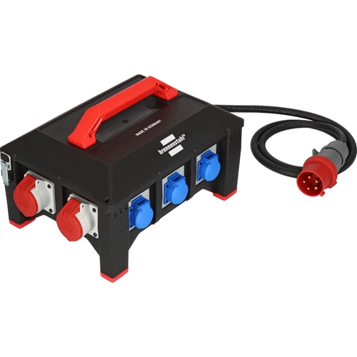 Brennenstuhl Professional Gummi-Baustromverteiler BSV 5-32A mit FI-Schutzschalter Typ B (32A CEE-Stecker 2m Kabel 1x CEE 400V/32A 2x CEE