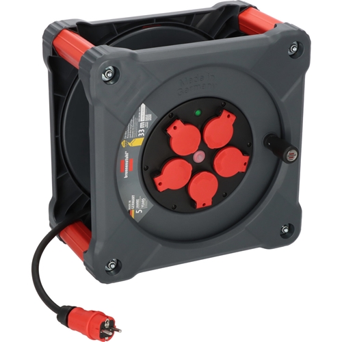 Brennenstuhl Professional Baustellen-Kabeltrommel KA 3200 5 IP44 (33m H07RN-F 3G2.5 Kabel in schwarz 5 Schutzkontakt-Steckdosen