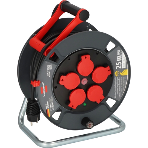 Brennenstuhl Professional Kabeltrommel 300 KU 2100 (25m Kabel in schwarz aus Spezialkunststoff Baustelleneinsatz und ständiger Einsatz im