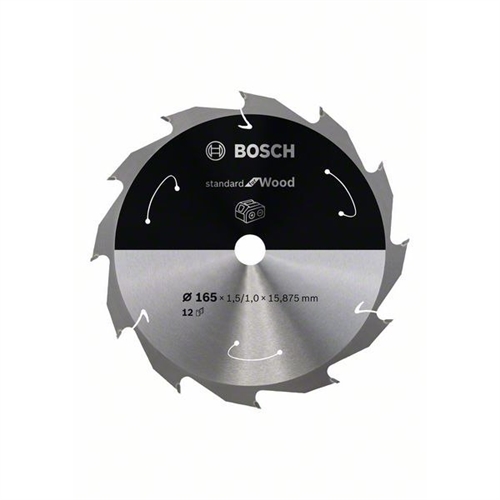 Bosch Akku-Kreissägeblatt Standard for Wood 165x1 5/1x15 875 12 Zähne Nr. 2608837680