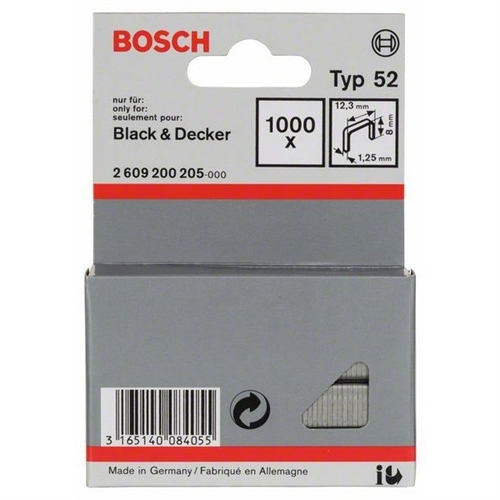 Bosch Flachdrahtklammer Typ 52 12 3x1 25x8mm 1000er-Pack Nr. 2609200205