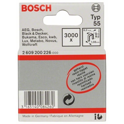Bosch Schmalrückenklammer Typ 55 geharzt 6x1 08x19mm 3000er-Pack Nr. 2609200226