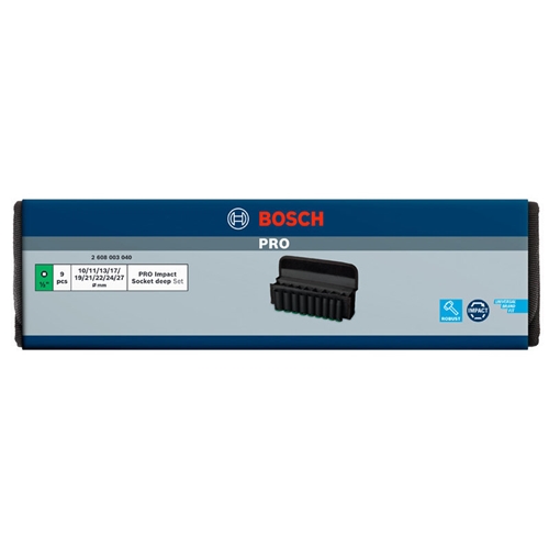 griffbereit24 - Bosch PRO Impact Socket Set, 1/2 Zoll, tief, 9‑tlg 