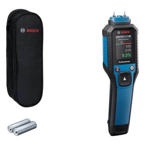 Bosch Materialfeuchtemessgerät GMP 2-15 inkl. 2 x Batterie (AA) und Tasche zu verwenden für 37 Holzarten + 10 Baustoffarten Nr. 0601078100