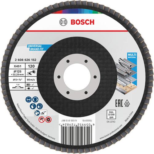 Bosch X451 Fächerschleifscheibe 125x22 23mm K120 Z27 15-tlg. Nr. 2608626152