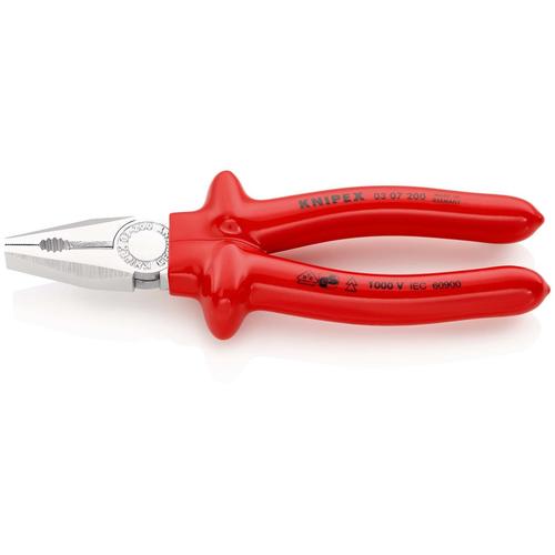 Knipex Kombizange tauchisoliert VDE-geprüft verchromt 200 mm Nr. 03 07 200