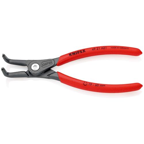Knipex Präzisions-Sicherungsringzange für Außenringe auf Wellen mit rutschhemmendem Kunststoff überzogen grau atramentiert 165 mm Nr. 49 21 A21