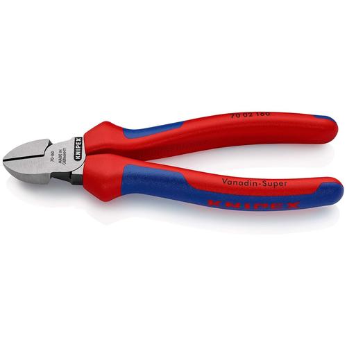 Knipex Seitenschneider mit Mehrkomponenten-Hüllen schwarz atramentiert 160 mm (SB-Karte/Blister) Nr. 70 02 160 SB