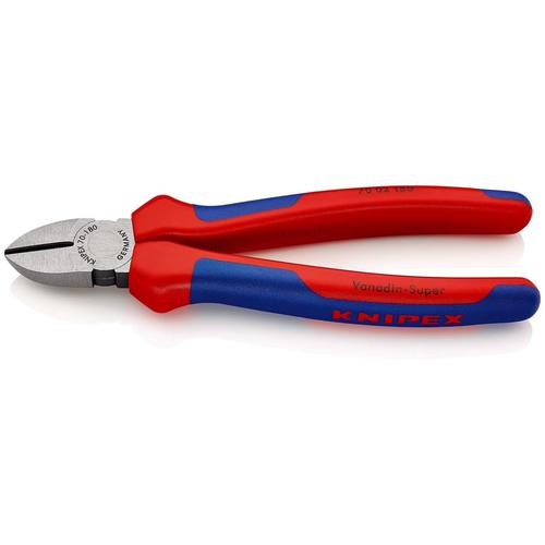 Knipex Seitenschneider mit Mehrkomponenten-Hüllen schwarz atramentiert 180 mm (SB-Karte/Blister) Nr. 70 02 180 SB