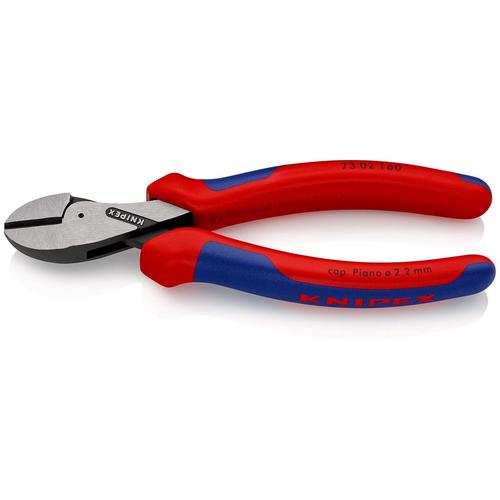 Knipex X-Cut Kompakt-Seitenschneider hochübersetzt mit Mehrkomponenten-Hüllen schwarz atramentiert 160 mm (SB-Karte/Blister) Nr. 73 02 160 SB