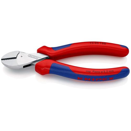 Knipex X-Cut Kompakt-Seitenschneider hochübersetzt mit Mehrkomponenten-Hüllen verchromt 160 mm Nr. 73 05 160