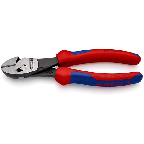Knipex TwinForce Hochleistungs-Seitenschneider mit Mehrkomponenten-Hüllen schwarz atramentiert 180 mm (SB-Karte/Blister) Nr. 73 72 180 BK