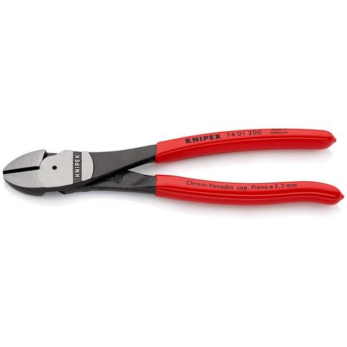 Knipex Kraft-Seitenschneider mit Kunststoff überzogen schwarz atramentiert 200 mm (SB-Karte/Blister) Nr. 74 01 200 SB