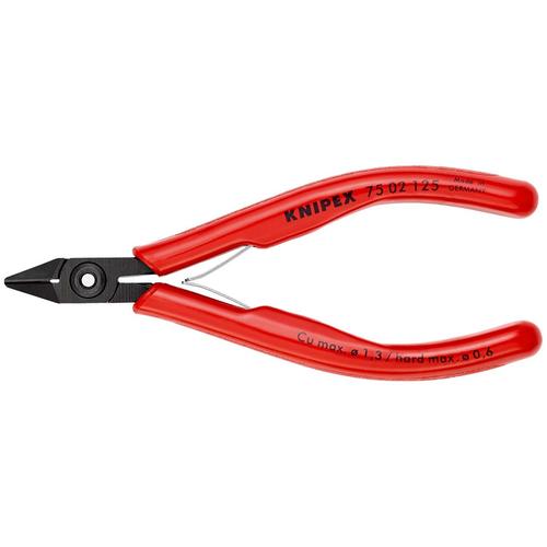Knipex Elektronik-Seitenschneider mit Kunststoff-Hüllen brüniert 125 mm (SB-Karte/Blister) Nr. 75 02 125 SB