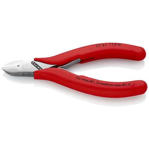 Knipex Elektronik-Seitenschneider mit durchgestecktem Gelenk mit Kunststoff überzogen 115 mm Nr. 77 21 115 N