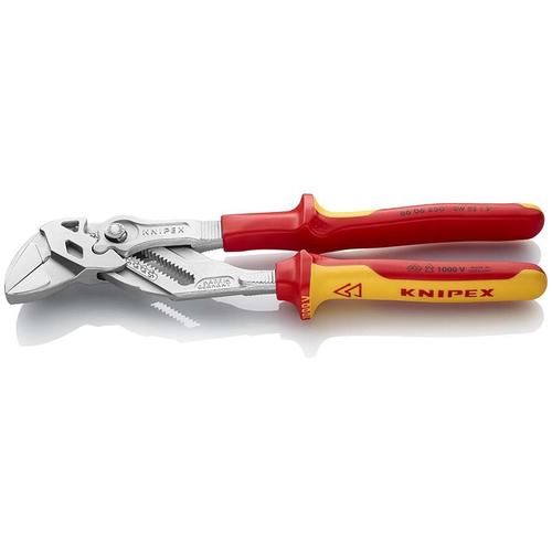 Knipex Zangenschlüssel Zange und Schraubenschlüssel in einem Werkzeug isoliert mit Mehrkomponenten-Hüllen VDE-geprüft verchromt 250 mm Nr. 86 06 250