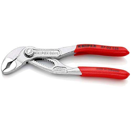 Knipex Cobra Hightech-Wasserpumpenzange mit rutschhemmendem Kunststoff überzogen verchromt 125 mm Nr. 87 03 125