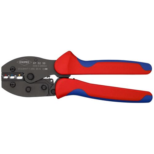 Knipex PreciForce Crimpzange mit Mehrkomponenten-Hüllen brüniert 220 mm (SB-Karte/Blister) Nr. 97 52 36 SB