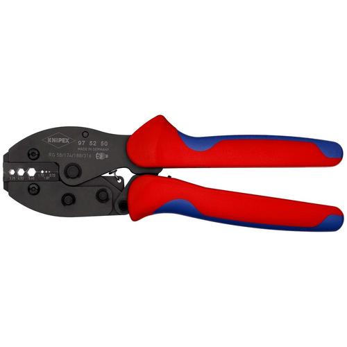 Knipex PreciForce Crimpzange mit Mehrkomponenten-Hüllen brüniert 220 mm Nr. 97 52 50