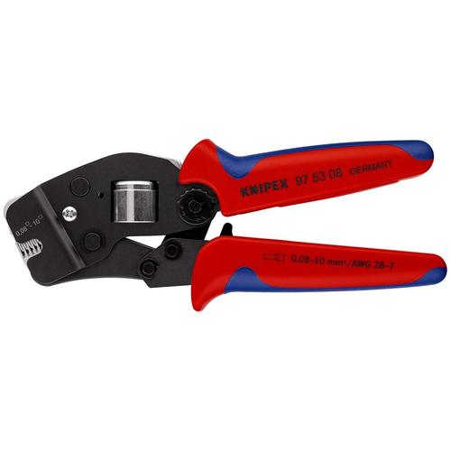 Knipex Selbsteinstellende Crimpzange für Aderendhülsen mit Fronteinführung mit Mehrkomponenten-Hüllen brüniert 190 mm (SB-Karte/Blister) Nr.