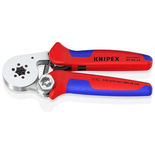 Knipex Selbsteinstellende Crimpzange für Aderendhülsen mit Seiteneinführung mit Mehrkomponenten-Hüllen verchromt 180 mm Nr. 97 55 14