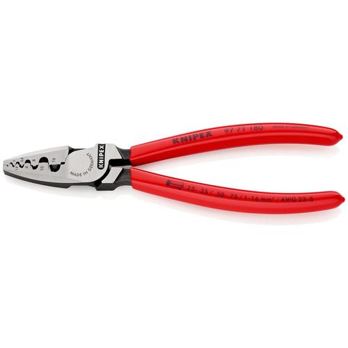 Knipex Crimpzange für Aderendhülsen mit Kunststoff überzogen 180 mm (SB-Karte/Blister) Nr. 97 71 180 SB