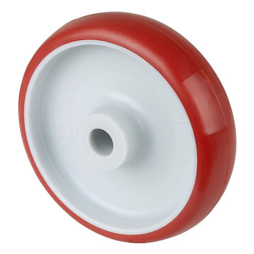 Rad Rad Ø 125mm Polyurethan rot 98+/-4 Shore A Radb. 32mm Nabenl. 44mm Gleitlager Radk. Kunststoff Tragkr. 180kg Nr. B26.125
