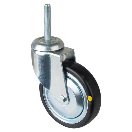 Apparate-Lenkrolle Rad Ø 125mm Gummi grau Radb. 32mm BH 158mm Kugellager Radk. Kunststoff Spreizbefestigung Tragkr. 100kg Nr. C104.A89.125