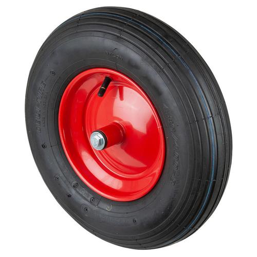 Schubkarrenrad mit Achse Rad Ø 400mm Gummi schwarz Radb. 100mm Nabenl. IGM10 Rollenlager/Gleitlager Radk. Stahl Tragkr. 300kg