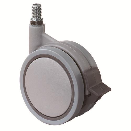 Kunststoff-Doppel-Lenkrolle mit Totalfeststeller Rad Ø 75mm Kunststoff BH 96mm mit Gewindestift 10x15mm Tragkr. 50kg Nr. F329.076