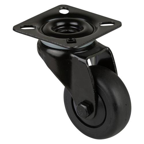 Lenkrolle Rad Ø 50mm Thermoplastischer Gummi (TPR) schwarz Radb. 20mm BH 73mm Kugellager Radk. Kunststoff mit Platte PG 54x54mm