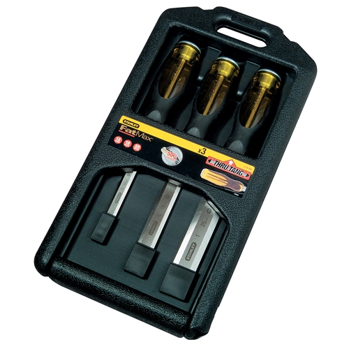 Stanley Stechbeitel FatMax Kunststoffgriff mit Schlagkappe durchgehende Klinge Set 3-tlg. 12 18 25mm Nr. 2-16-268