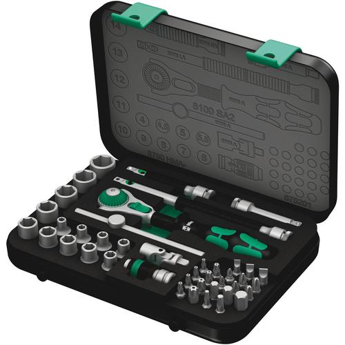 Wera Steckschlüsselsatz 1/4 Zoll-Antrieb metrisch 8100 SA 2 Zyklop Speed-Knarrensatz Nr. 05003533001