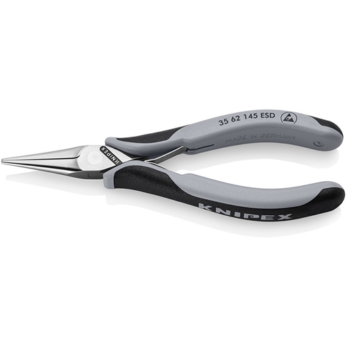 Knipex Elektronik-Greifzange ESD mit Mehrkomponenten-Hüllen spiegelpoliert 145 mm Nr. 35 62 145 ESD
