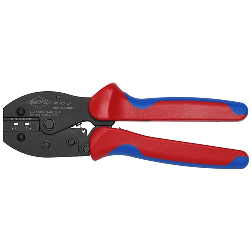 Knipex PreciForce Crimpzange für MC4-/MC4 EVO 2-Steckverbinder mit Mehrkomponenten-Hüllen brüniert 220mm Nr. 97 52 42 SB