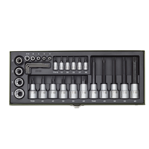 Proxxon Steckschlüsselsatz TX 1/4 Zoll + 1/2 Zoll (29-teilig) Nr. 23103