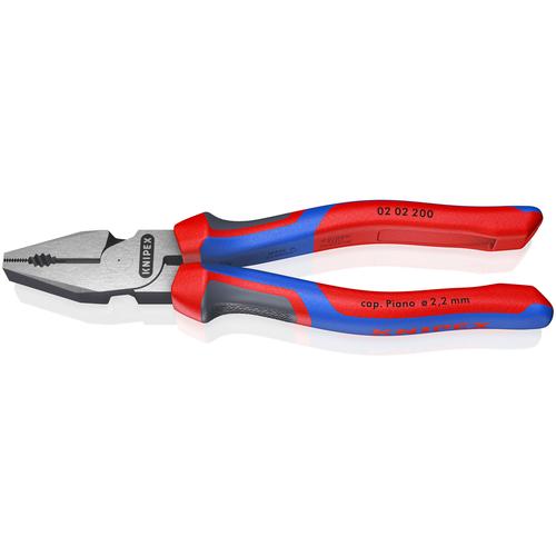 Knipex Kraft-Kombizange mit Mehrkomponenten-Hüllen schwarz atramentiert 200 mm Nr. 02 02 200