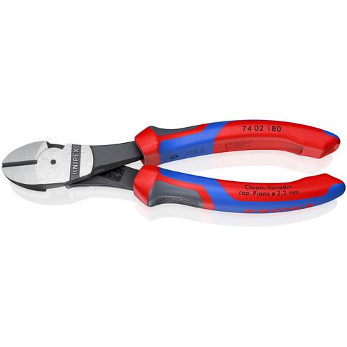 Knipex Kraft-Seitenschneider mit Mehrkomponenten-Hüllen schwarz atramentiert 180 mm Nr. 74 02 180