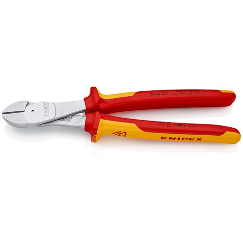 Knipex Kraft-Seitenschneider isoliert mit Mehrkomponenten-Hüllen VDE-geprüft verchromt 250 mm Nr. 74 06 250