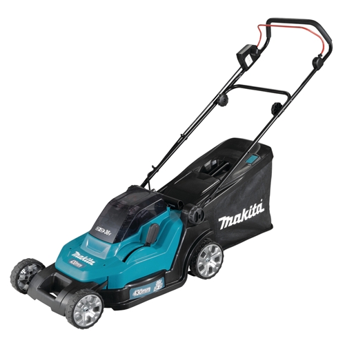 Makita Akku-Rasenmäher DLM432Z für 2 x 18V Akkus Schnittbreite 43 cm Grasfangsack 50 l ohne Akku und ohne Ladegerät