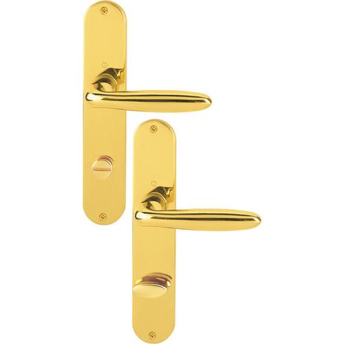 Hoppe OT-Drückergarnitur Langschild oval WC Schlitzkopf E78 VK8 DIN Links-Rechts Verona M151/302 messing poliert ohne Stütznocken