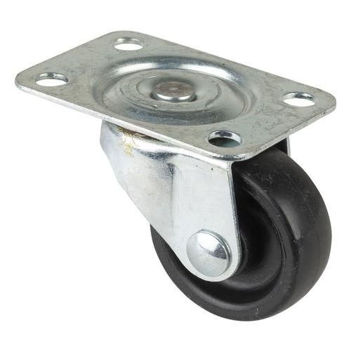 Lenkrolle Rad Ø 30mm Kunststoff schwarz Radb. 15mm BH 36mm Radk. Kunststoff mit Platte PG 34x48mm Tragkr. 20kg Nr. F25.030