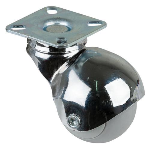 Lenkrolle Rad Ø 50mm Gummi grau Radb. 50mm BH 71mm mit Platte PG 48x48mm Tragkr. 30kg Nr. F60.050