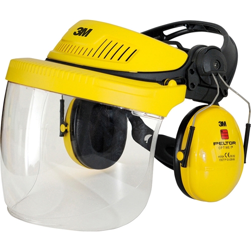 3M Schutzhelm G500 gelb mit Kapselgehörschutz H510P3E und Klarvisier Poly 5F-11